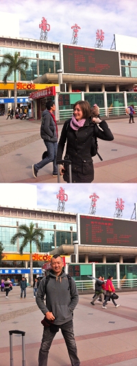 arriving at the train station in Nanning